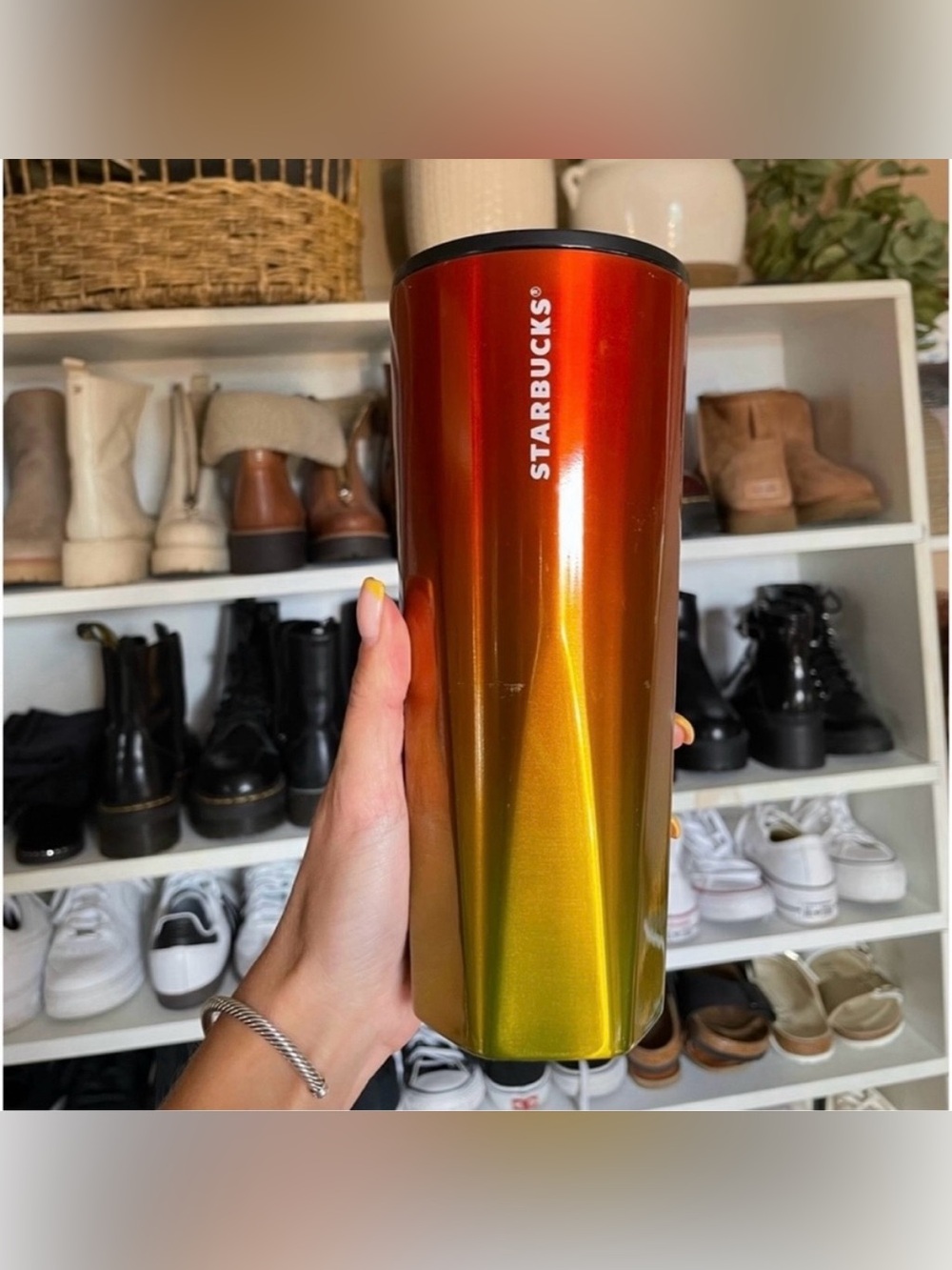Starbucks 2022 Red to Yellow Gradient Venti 24oz Steel Metal Tumbler no straw